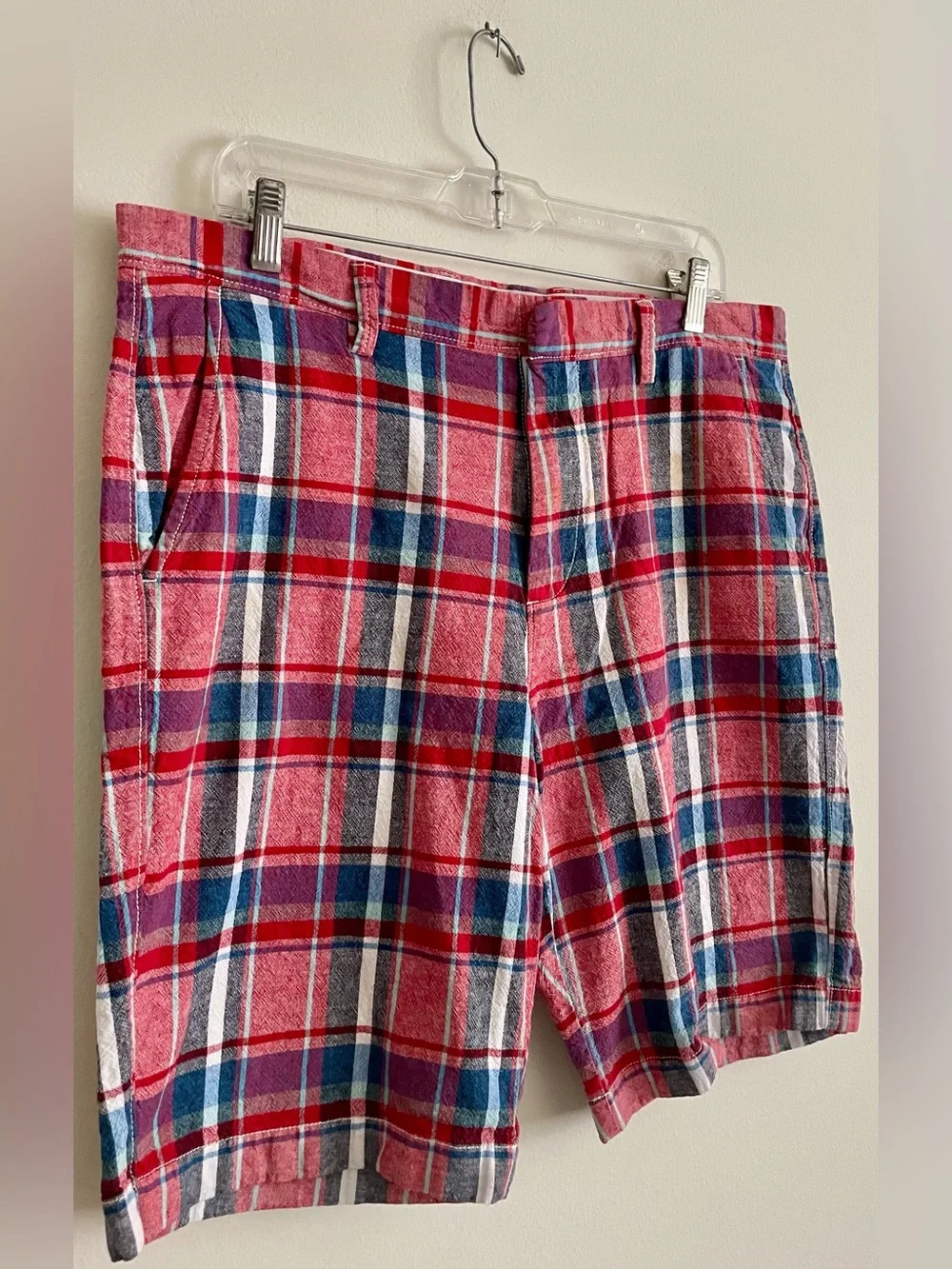 🍎 J. Crew Red Plaid Flat Front Shorts 🍎
